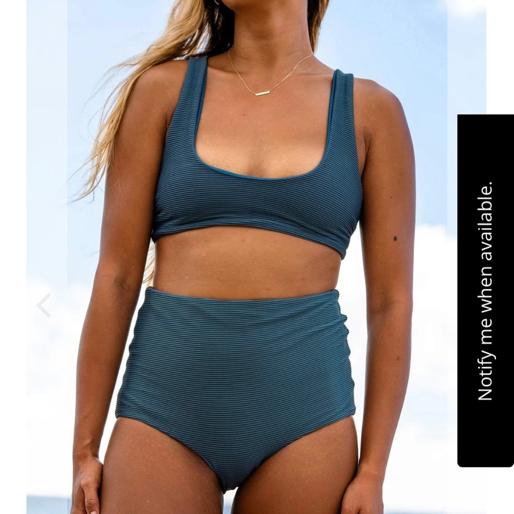 Of one sea bikini - steel blue ribbed
